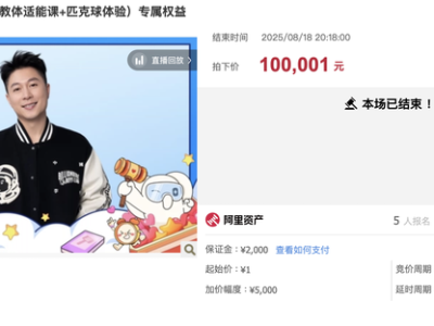 奥运冠军李小鹏一节私教课拍出10万元，款项将用于支教